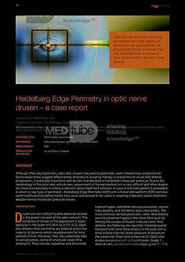 MEDtube Science 2014 - Heidelberg Edge Perimetry in optic nerve drusen – a case report