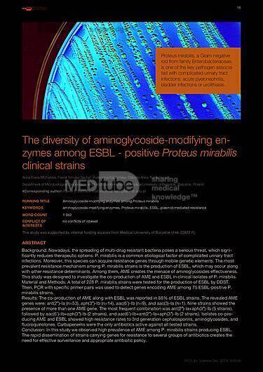 MEDtube Science 2014 - The diversity of aminoglycoside-modifying enzymes among ESBL – positive Proteus mirabilis clinical strains