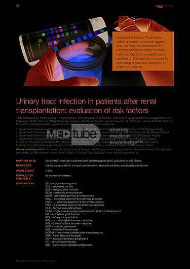MEDtube Science 2014 - Urinary tract infection in patients after renal transplantation: evaluation of risk factors