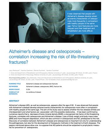 MEDtube Science 2014 - Alzheimer’s disease and osteoporosis – correlation increasing the risk of life-threatening fractures?