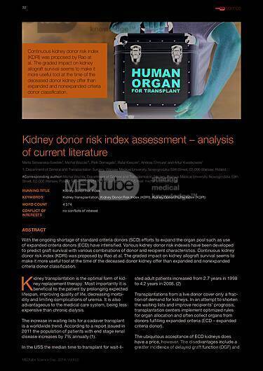 MEDtube Science 2014 - Kidney donor risk index assessment – analysis of current literature