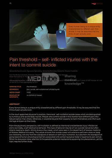 MEDtube Science 2015 - Pain threshold – self- inflicted injuries with the intent to commit suicide