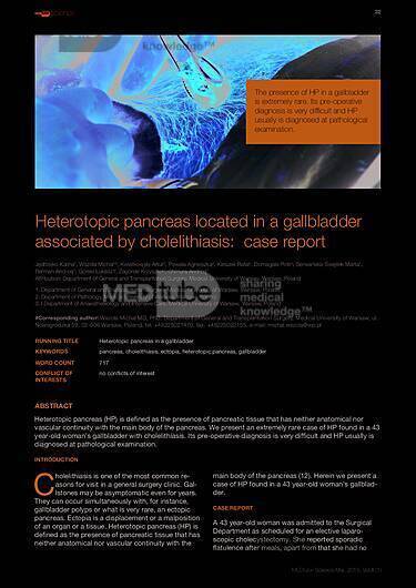 MEDtube Science 2015 - Heterotopic pancreas located in a gallbladder associated by cholelithiasis - case report
