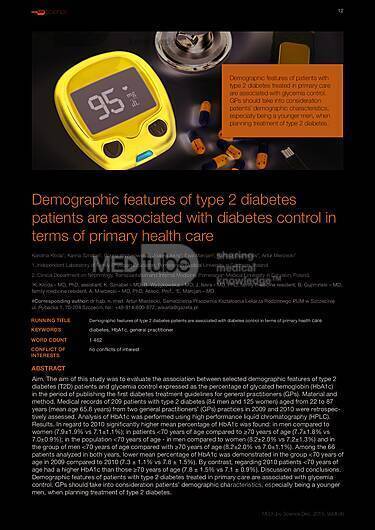 MEDtube Science 2015 - Demographic features of type 2 diabetes patients are associated with diabetes control in terms of primary health care