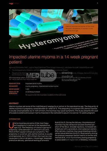 MEDtube Science 2015 - Impacted uterine myoma in a 14 week pregnant patient
