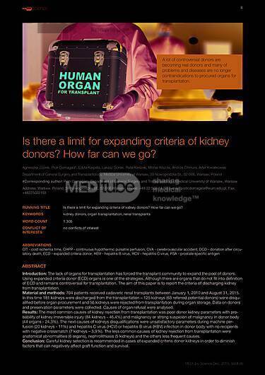 MEDtube Science 2015 - Is there a limit for expanding criteria of kidney donors? How far can we go?