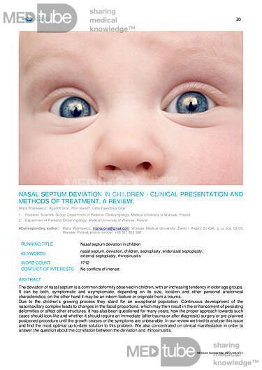 MEDtube Science 2017 - Nasal Septum Deviation In Children – Clinical Presentation And Methods Of Treatment. A Review
