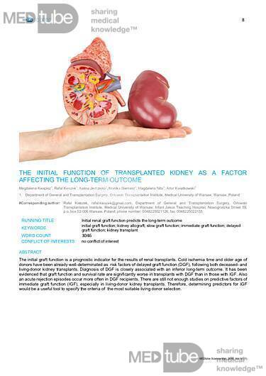 MEDtube Science 2018 - The Initial Function Of Transplanted Kidney As A Factor Affecting The Long-term Outcome