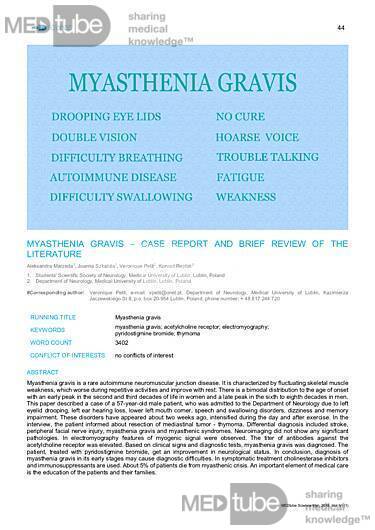 MEDtube Science 2018 - Myasthenia Gravis – Case Report and Brief Review of the Literature