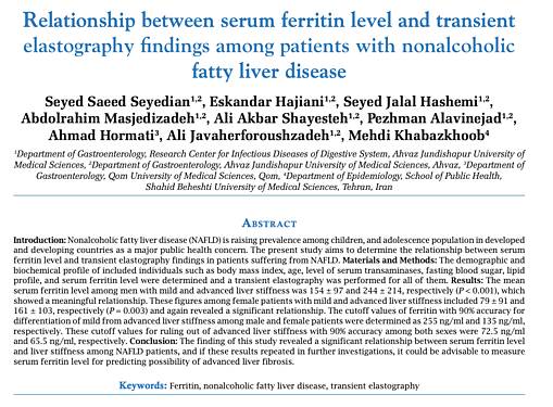 Relationship Between Serum Ferritin Level and Transient Elastography Findings Among Patients with Nonalcoholic Fatty Liver Disease