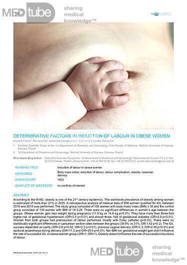 MEDtube Science 2019 - Determinative factors in induction of labour in obese women