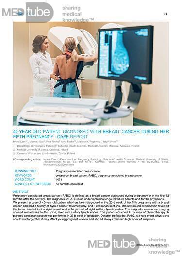 MEDtube Science 2019 - 40-year old patient diagnosed with breast cancer during her fifth pregnancy – case report