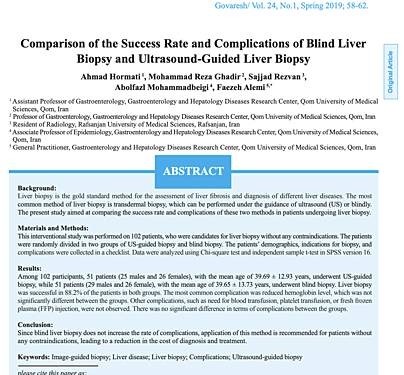 Comparison of the Success Rate and Complications of Blind Liver Biopsy and Ultrasound-Guided Liver Biopsy