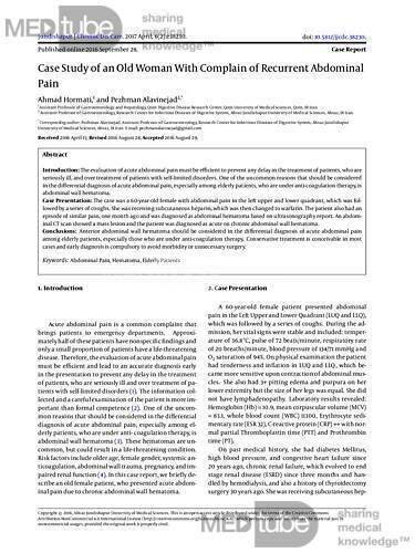 Case Study of an Old Woman With Complain of Recurrent Abdominal Pain