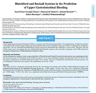 Blatchford and Rockall Systems in the Prediction of Upper Gastrointestinal Bleeding