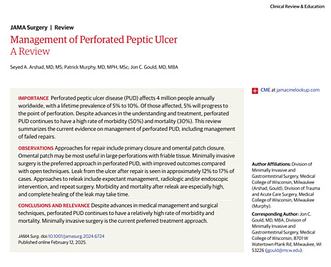 Management of Perforated Peptic Ulcer