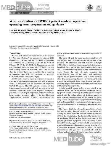 What To Do When a COVID-19 Patient Needs an Operation