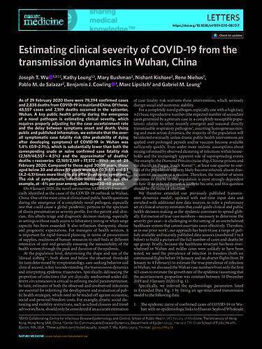 Estimating Clinical Severity of COVID-19 From the Transmission Dynamics in Wuhan