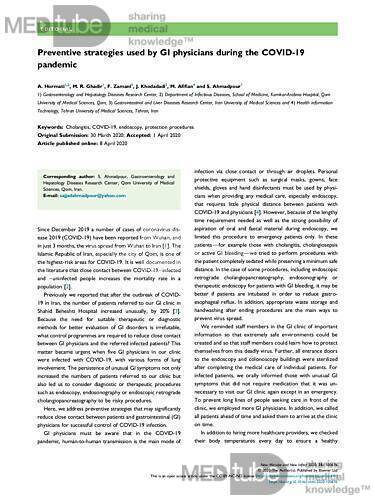 Preventive Strategies Used by GI physicians During the COVID-19 Pandemic