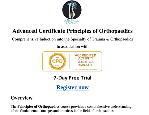Advanced Certificate Principles of Orthopaedics