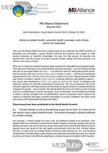 Alliance Statement - World Health Summit - 2019 Berlin