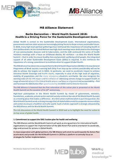 M8 Alliance Statement WHS - Berlin 2018