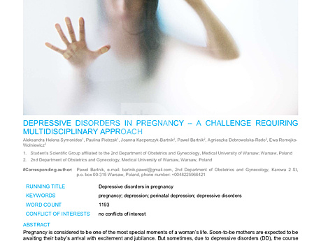 MEDtube Science 2018 - Depressive disorders in pregnancy – a challenge requiring multidisciplinary approach