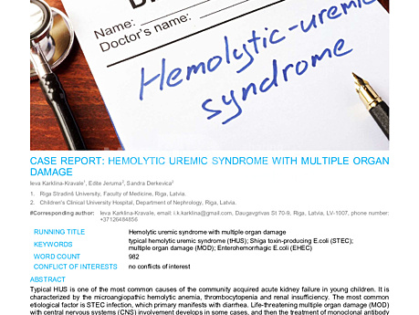 MEDtube Science 2018 - Case report: Hemolytic uremic syndrome with multiple organ damage