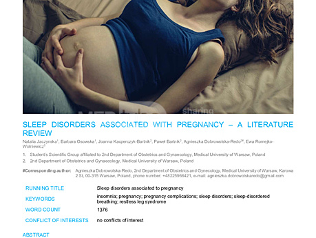 MEDtube Science 2019 - Sleep disorders associated with pregnancy – a literature review