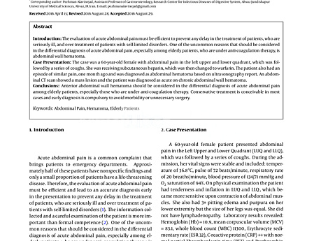 Case Study of an Old Woman With Complain of Recurrent Abdominal Pain