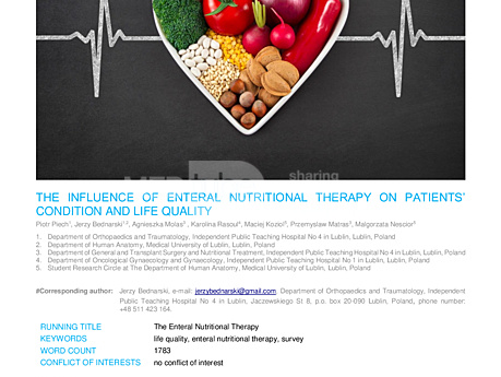 MEDtube Science 2016 - The Influence of Enteral Nutritional Therapy on Patients’ Condition And Life Quality