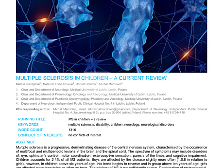 MEDtube Science 2018 - Multiple sclerosis in children – a current review