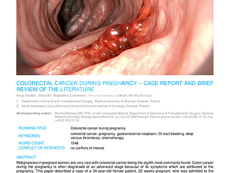 MEDtube Science 2017 - Colorectal Cancer During Pregnancy – Case Report And Brief Review Of The Literature