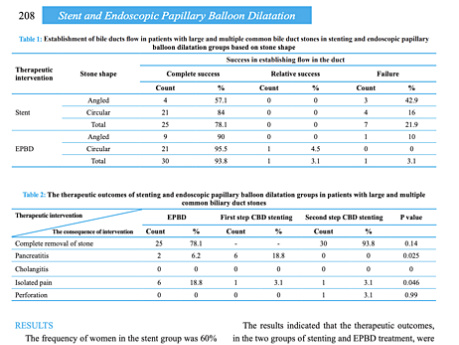 Consequences of Stenting and Endoscopic Papillary Balloon Dilatation in Treatment of Large and Multiple Common Bile Duct Stones