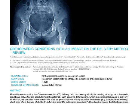 MEDtube Science 2019 - Orthopaedic conditions with an impact on the delivery method – review