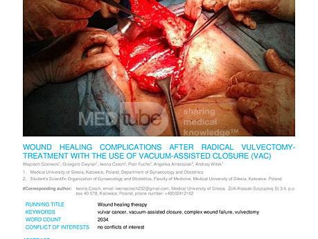 MEDtube Science 2017 - Wound Healing Complications After Radical Vulvectomy-treatment With the Use of Vacuum-assisted Closure (VAC)