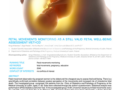 MEDtube Science 2017 - Fetal Movements Monitoring As a Still Valid Fetal Well-being Assessment Method