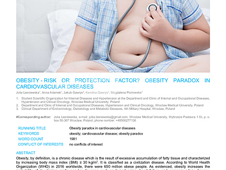 MEDtube Science 2018 - Obesity – Risk or Protection Factor? Obesity Paradox in Cardiovascular Diseases