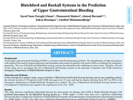 Blatchford and Rockall Systems in the Prediction of Upper Gastrointestinal Bleeding