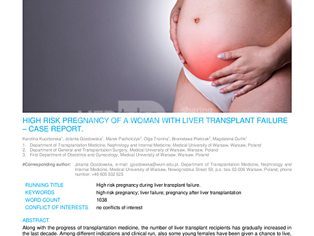 MEDtube Science 2017 - High Risk Pregnancy of a Woman With Liver Transplant Failure – Case Report