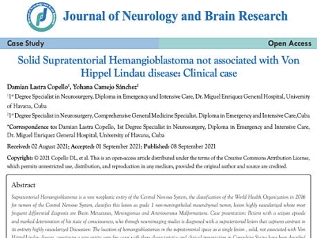 Solid Supratentorial Hemangioblastoma