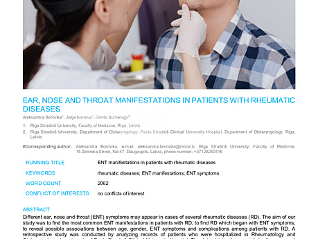 MEDtube Science 2018 - Ear, Nose And Throat Manifestations In Patients With Rheumatic Diseases