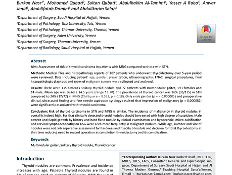 The Risk of Thyroid Carcinoma in Multinodular Goiter Compared to Solitary Thyroid Nodules: A Prospective Analysis of 207 Patients