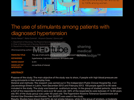 MEDtube Science 2014 - The use of stimulants among patients with diagnosed hypertension