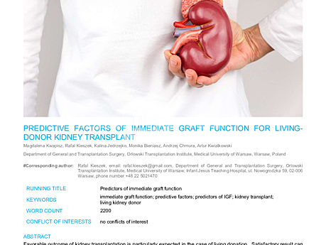 MEDtube Science 2018 - Predictive Factors of Immediate Graft Function for Living-donor Kidney Transplant
