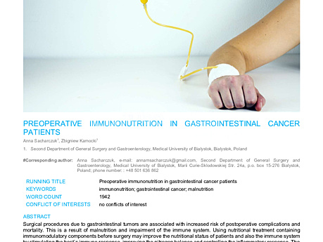 MEDtube Science 2018 - Preoperative Immunonutrition in Gastrointestinal Cancer Patients