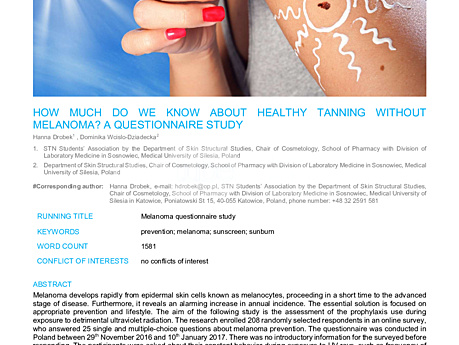 MEDtube Science 2018 - How Much Do We Know About Healthy Tanning Without Melanoma? A Questionnaire Study