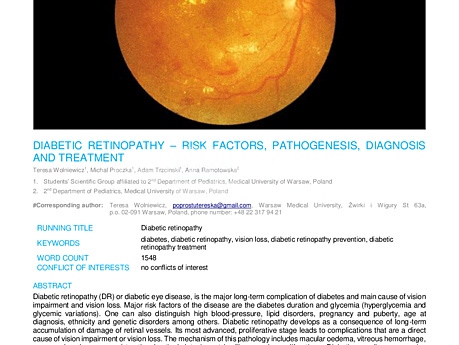 MEDtube Science 2017 - Diabetic Retinopathy – Risk Factors, Pathogenesis, Diagnosis And Treatment