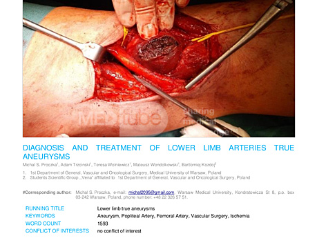 MEDtube Science 2016 - Diagnosis and Treatment of Lower Limb Arteries True Aneurysms