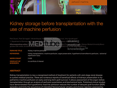 MEDtube Science 2014 - Kidney storage before transplantation with the use of machine perfusion